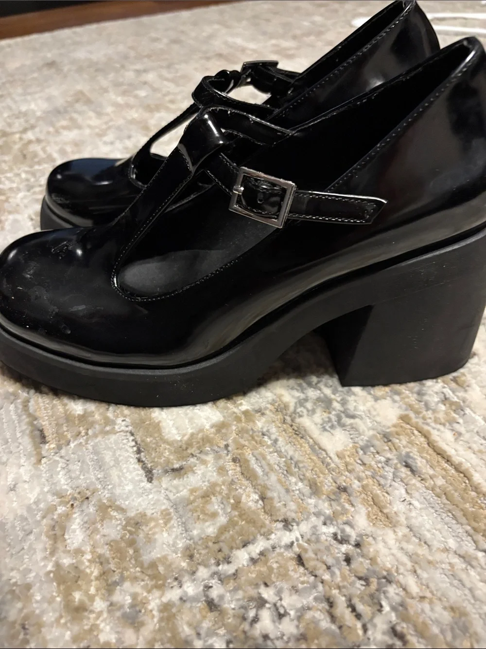 Madden Girl Black Patent T-Strap Platform Mary Janes
